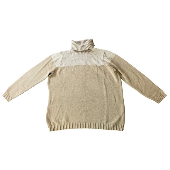 Liz Claiborne New York Womens Beige & Cream Turtleneck Sweater Cotton/Acrylic 1X - Picture 1 of 8